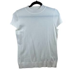 Cielo Jeans Short Sleeve Knit Top Womens L White Minimalist Pullover Sweater Top